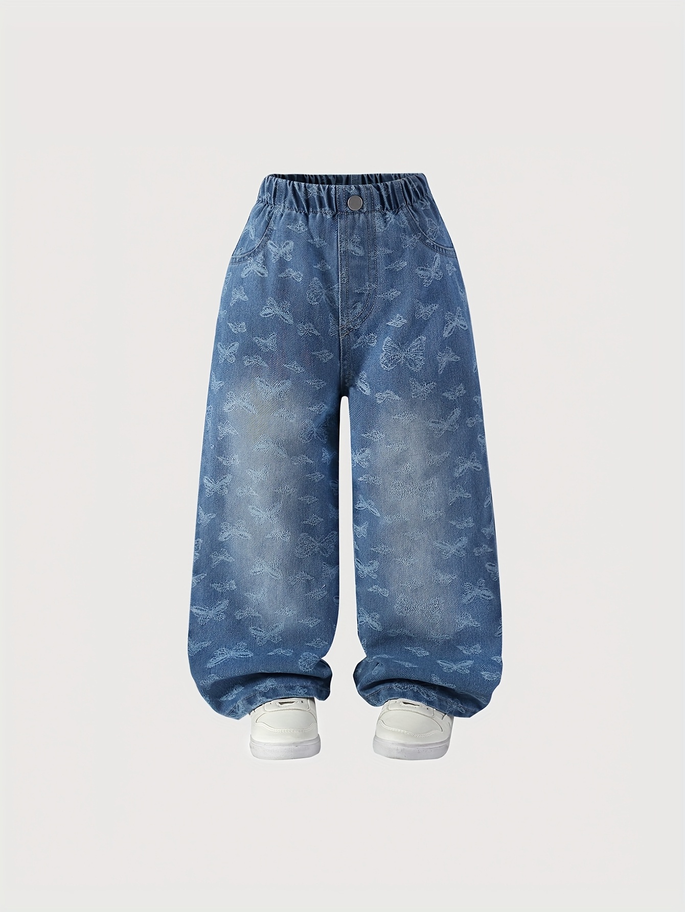 Happy Cherry Enfant Fille Jeans avec Petit Nœud Papillon Pantalon en