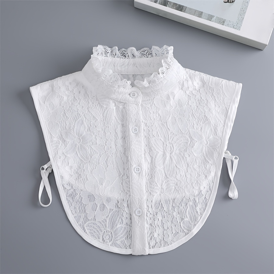 TEMU 1pc Women's Versatile Detachable Korean-style Decorative Collar With Ruffle Lace, High-end Replacement Collar Christmas Gift