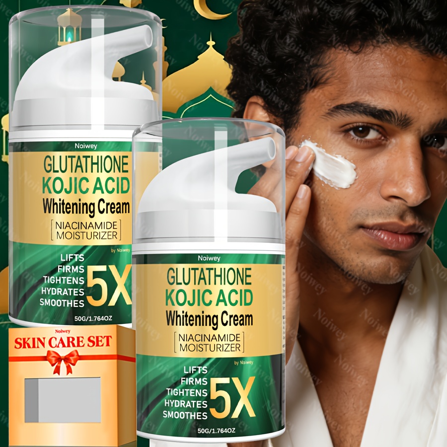 2pcs Kojic Acid & Glutathione Cream, Skin Brightening Facial Moisturizer  Contains Honey and * Vitamin * for Deep Hydrating & Long-Lasting  Moisturizing, Face Firming Moisturizer for Day & Night Use, 