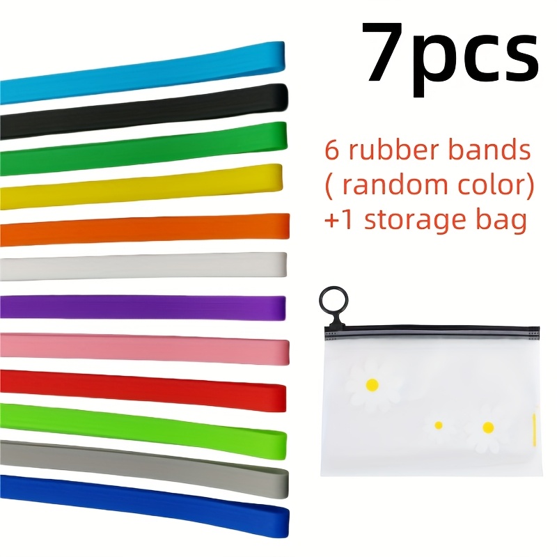 TEMU 7pcs Thickened Beach Towel Straps With 6pcs Bands And 1pc Storage Bag, Windproof Adjustable Colorful Towel Clips, Suitable For Beach Chairs,