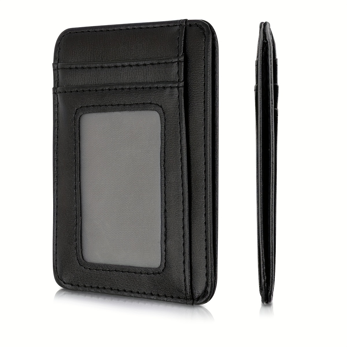 

Men's Leather Slim Card Holder, Non-woven Black Credit Card Wallet, Portable Card Organizer Case With Multiple Slots