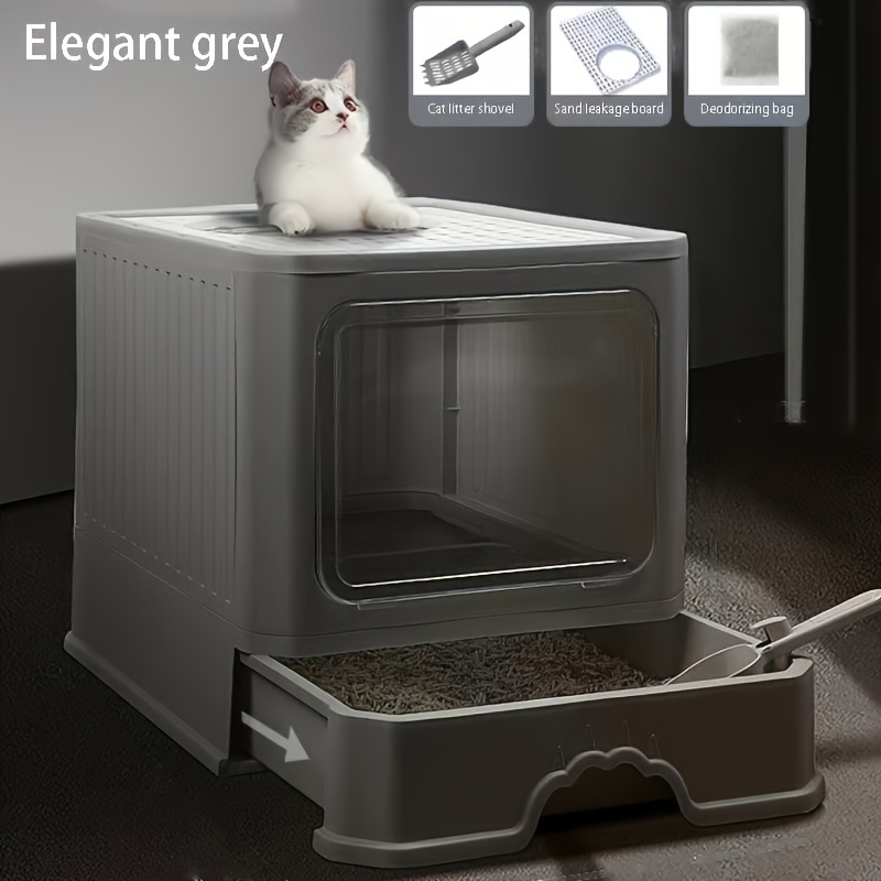 

Odor-proof Enclosed Cat Litter Box With Drawer - , & Design For Cats