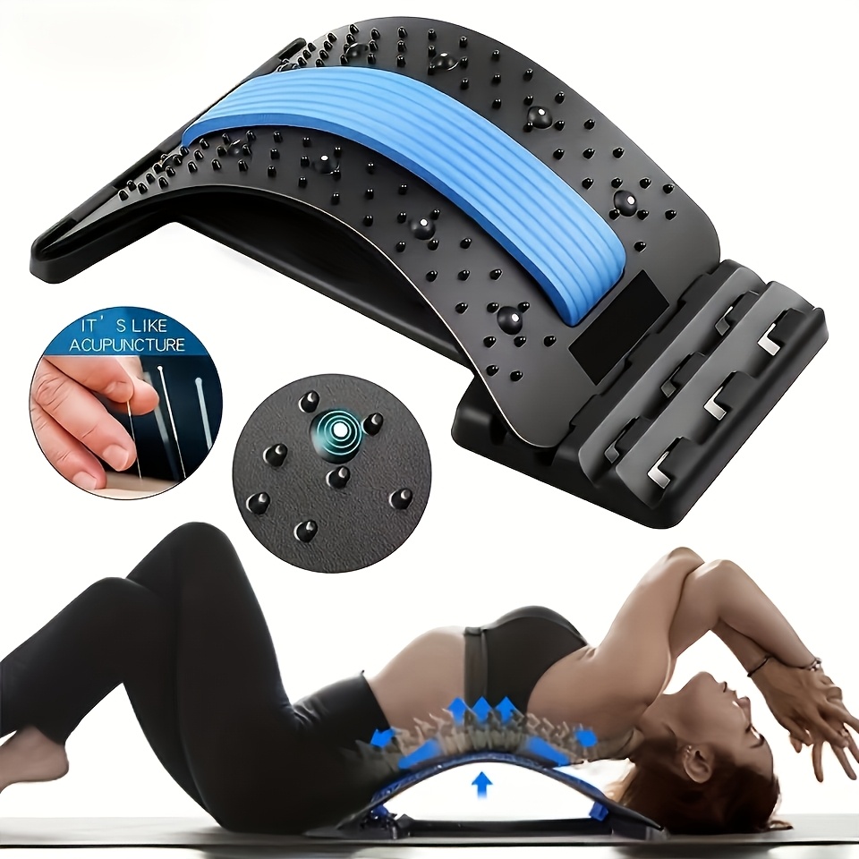 2pcs Set 3-Level Adjustable Back Stretcher + Multi-Functional Yoga Resistance Band - Multi-Level Spinal Support Board, E