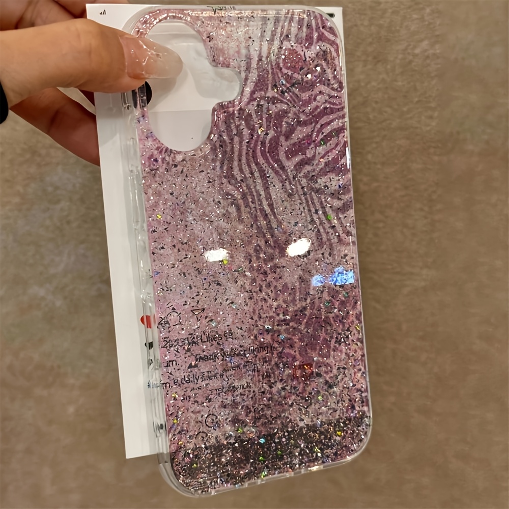 TEMU Custodia per telefono: 1 custodia con paillettes IND a quadri blu traslucido con stella e motivo con , a e -caduta, adatta a pi羅 modelli di