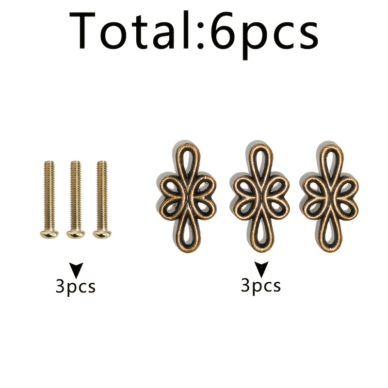 TEMU 3 piezas de florales color cobre 29840 y 3 piezas de tornillos 4X25, un total de 6 piezas de de agujero huecas con nudo chino color cobre,