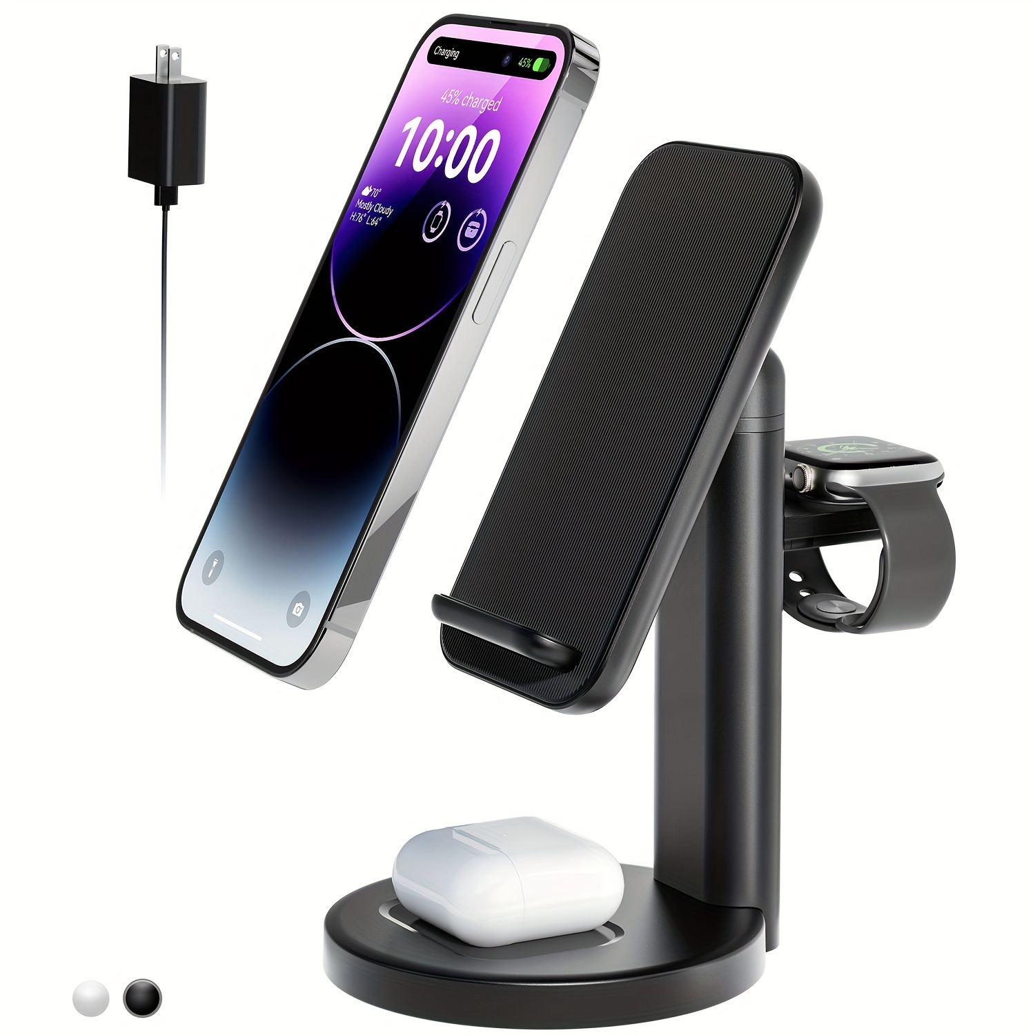 

Elegrp 3 In 1 Wireless Charger, Charging Station For Iphone 15/ 14/ 13/ 12/ 11/ X Series, Google Pixel, Watch 8/ 7/ 6/ Se/ 5, Airpods