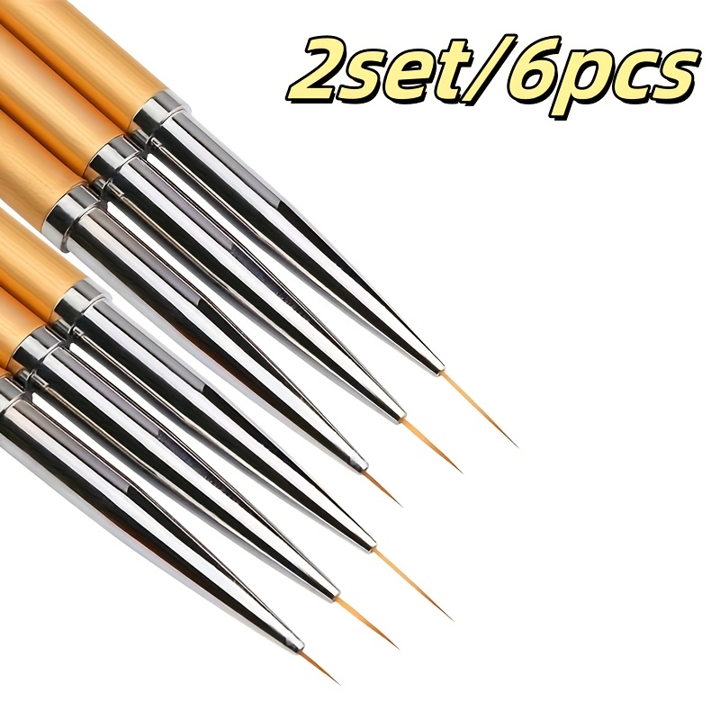 

2 Sets Of 6 Golden Fine-tipped Paintbrushes, Ultra-thin Professional Art And Nail Design Brushes, Suitable For Diy Artists, Halloween, Christmas Gifts, And Toy Painting Tools.