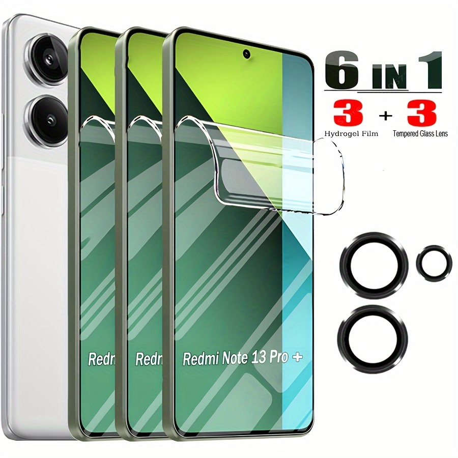 

6in1 [3+3] Hydrogel Soft Film For Xiaomi Pro+ 5g Tempered Glass Ring Camera Lens Protector Film Note 14 Pro+ 5g Note 13 Pro Plus 5g