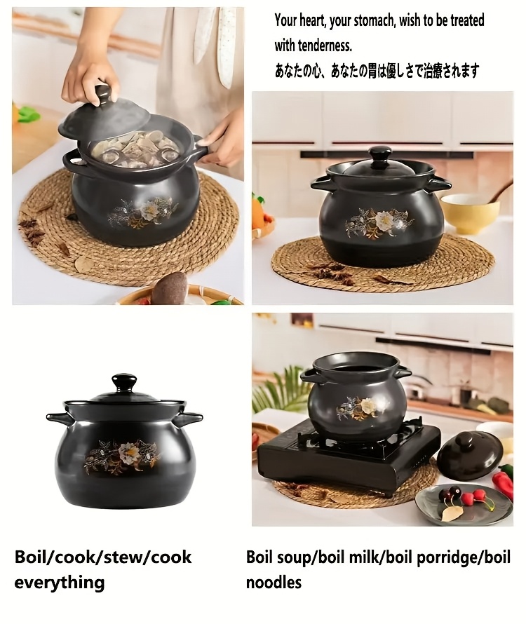 4 litre black chinese   high temperature resistant ceramic stew pot   cooking soups and terracotta rice universal thermal insulated   stew pot for use on all hobsgreen pots no impurities   details 2