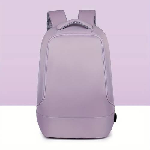 item picture unisex anti theft laptop backpack large capacity 16 inch multi compartment business travel and college student bag beige oxford cloth with trim adjustable shoulder straps secure zipper closure