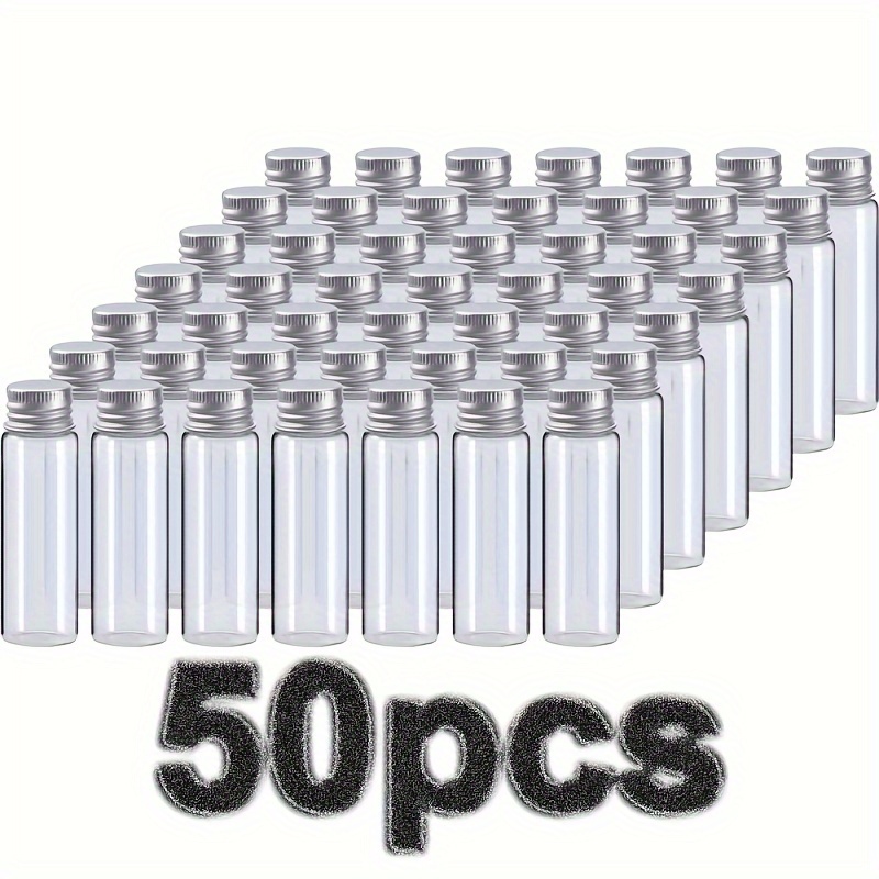 E-shop 30/50 Stück Silberfarbene Aluminium Schraubverschluss Plastik Runde Flasche 0.85Oz Plastikflasche, Informationsflasche, Lotion, Reinigungsmittel