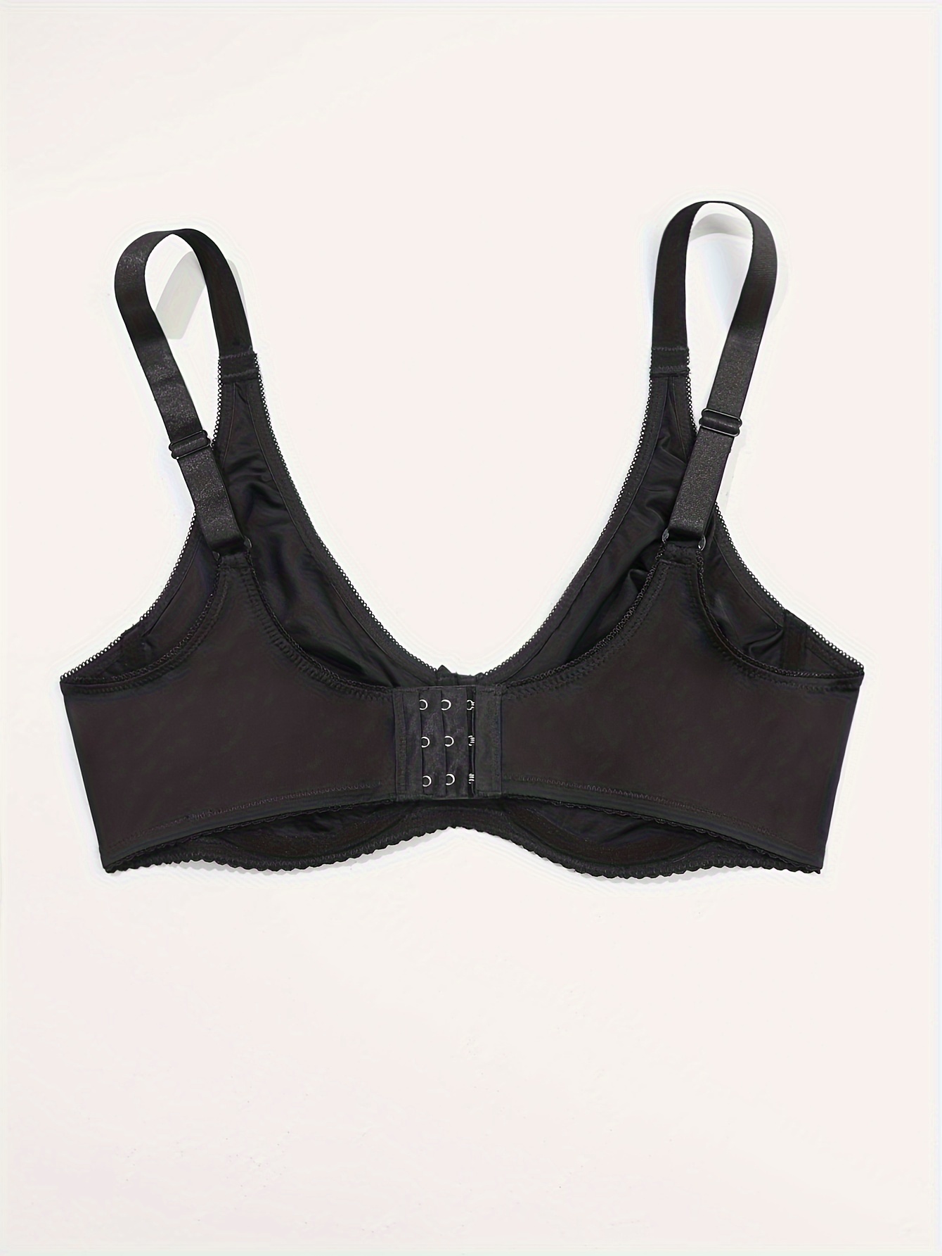 Women'S Large Size Black Glossy Seamless Underwear Ultra-Thin Comfortable Wide Shoulder Straps Including Strong Underwire Support Bra Daily Simple Leisure