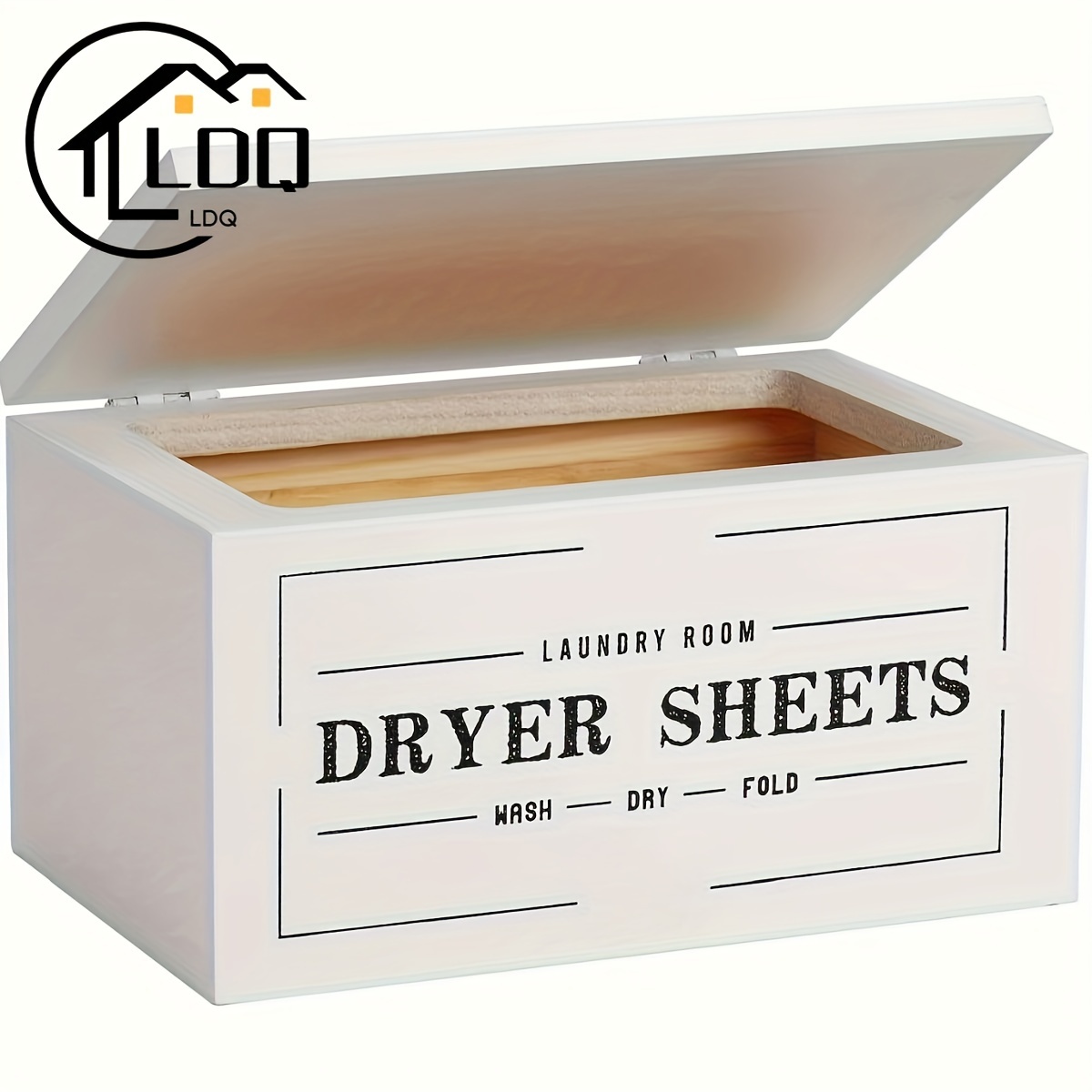 

Ldq 1pc Dryer Sheet Holder With Hinged Lid, Rustic Farmhouse Dryer Sheet Container, Laundry Room Decor, Fabric Softener Dispenser For Laundry Storage Organization