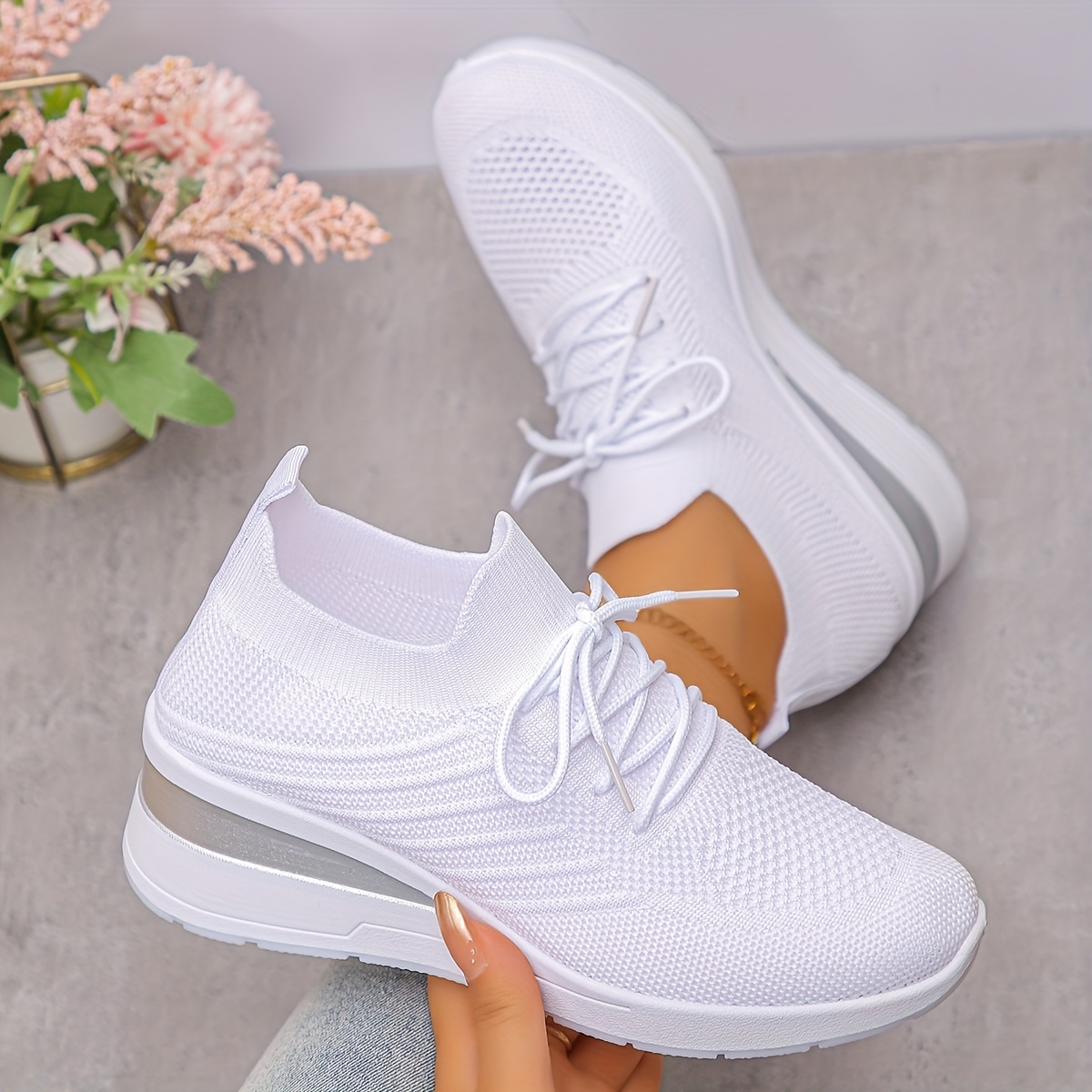 A Pair Of -knitted Women's Shoes., Women Shoes, Sneakers