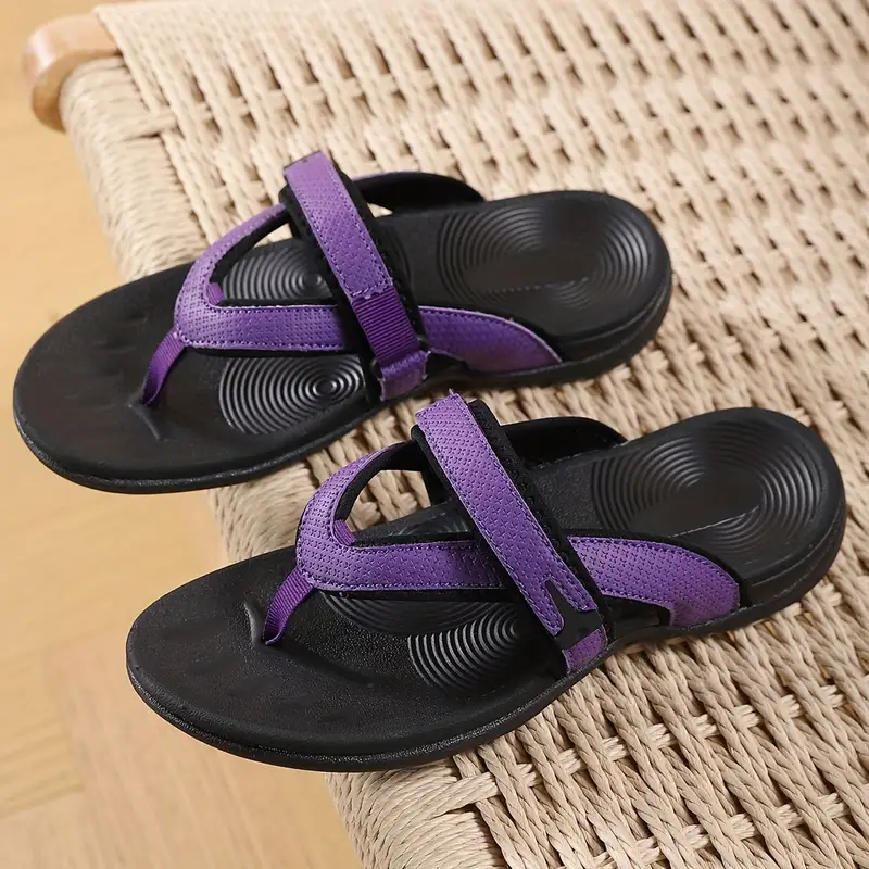 womens comfortable arch support rolling sandals ultra light soft sole summer slide fashionable wedge beach flip flops with non Product details 0