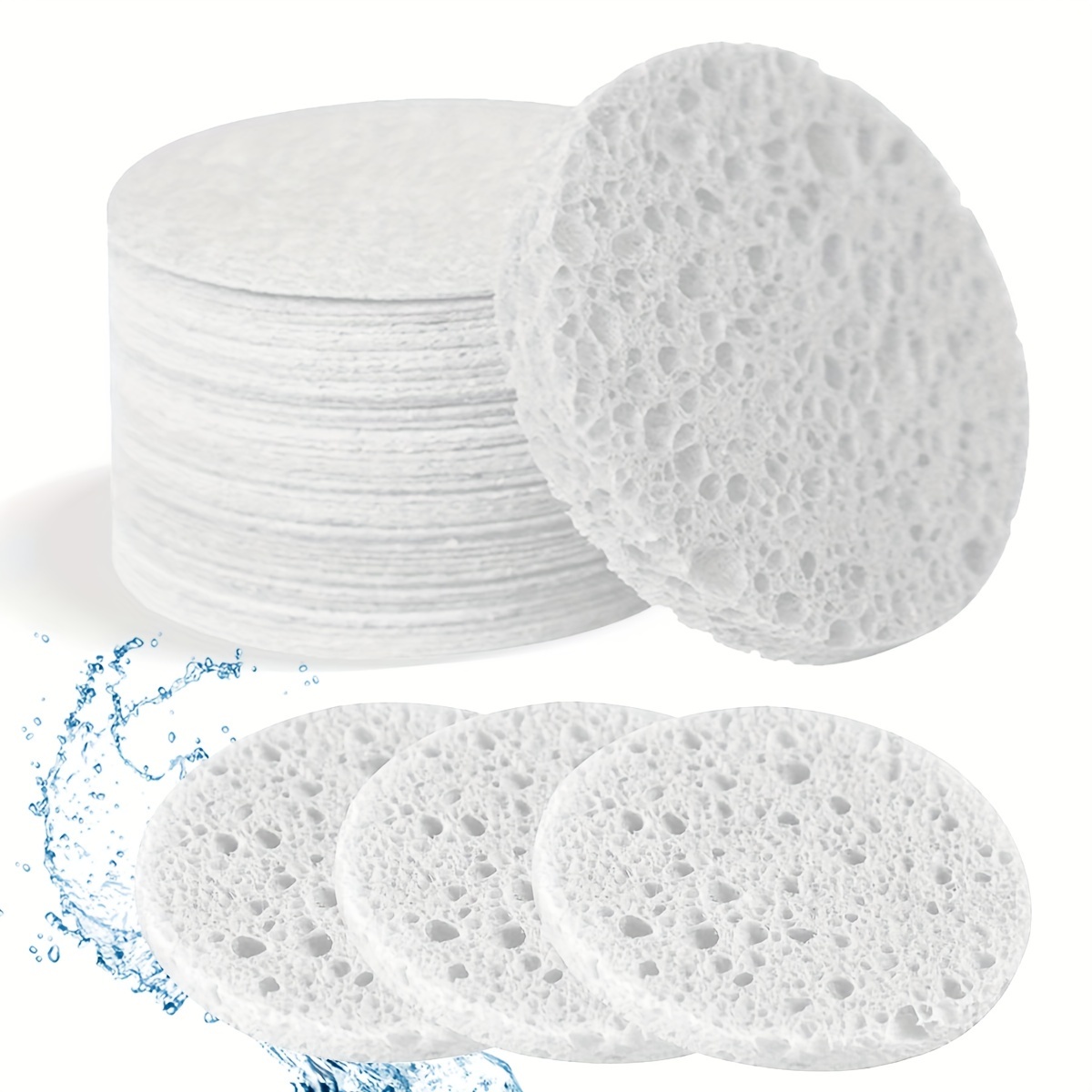 

30- Facial Sponges, 100% Hypoallergenic, -free, Unfragranced, For Removal, , Exfoliation, , All , Unisex Adult Use