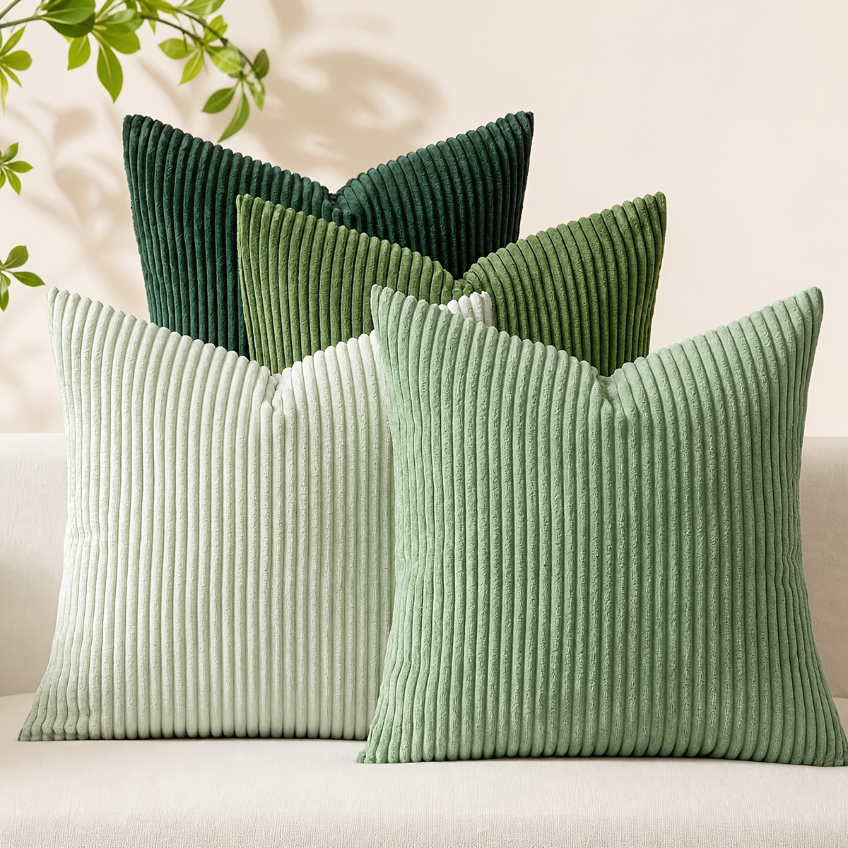 TEMU 4 piezas, Fundas de cojín Boho Vintage Estético, Fundas de almohada de a rayas con cremallera oculta, 16×16/18×18/20×20 pulgadas Fundas de cojín