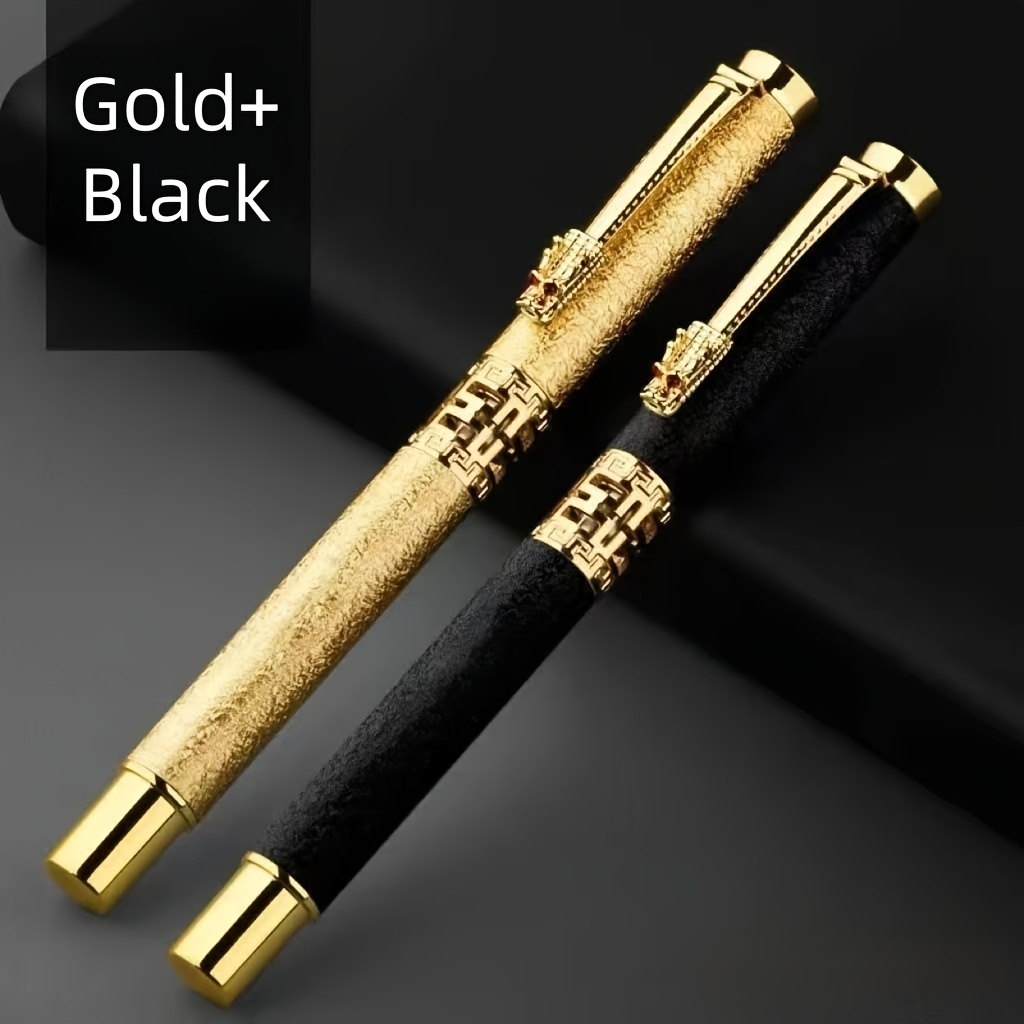 2pcs Exquisite Hollow Ballpoint Pens | Metal Faucet Design, Smooth Writing, Ergonomic, Click-off Cap, Medium Point
