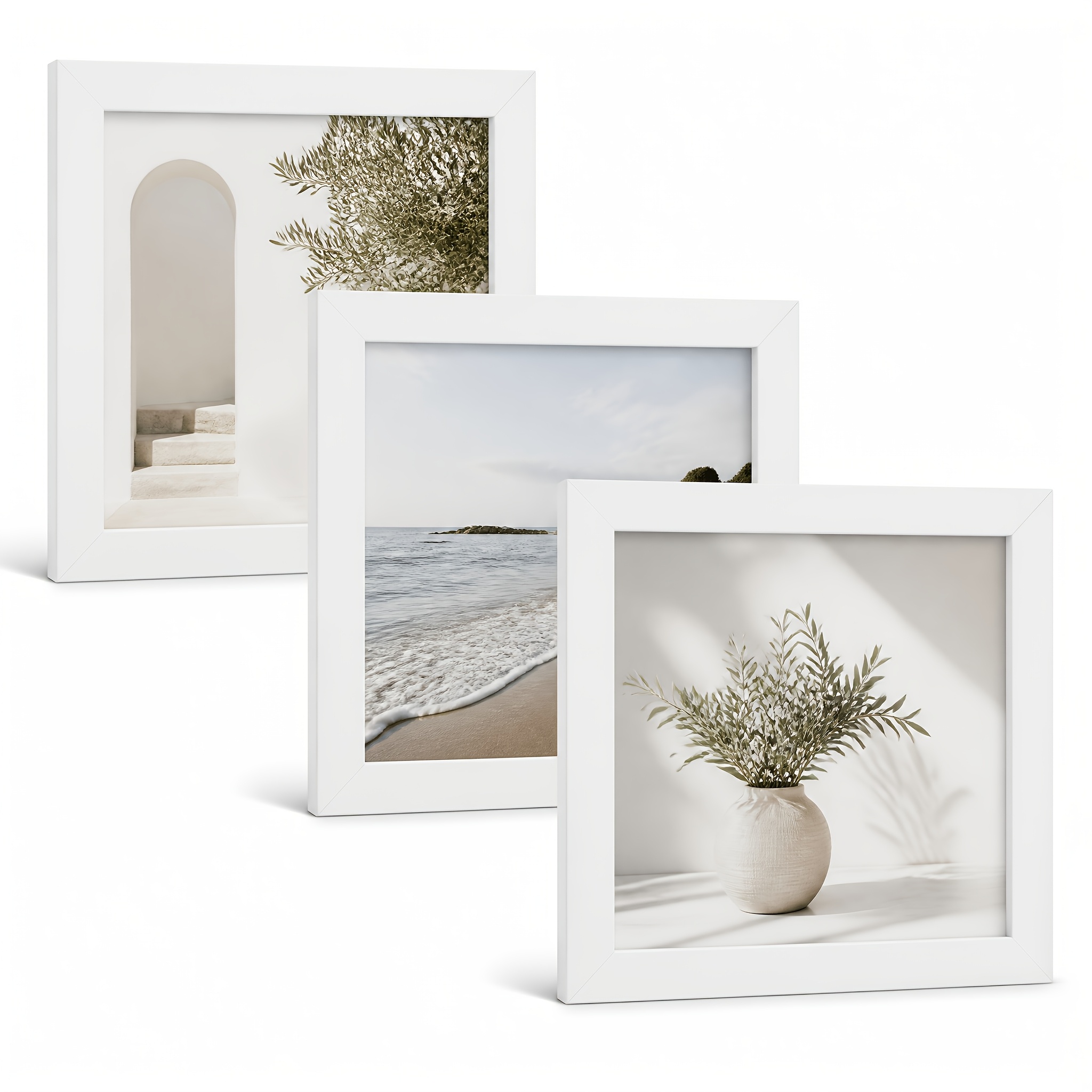 TEMU 3pcs White Vertical Picture Frames Suitable For, Wall-mounted Gallery Frame Set With Neutral Tones For Family Photos, Travel Scenery & Art