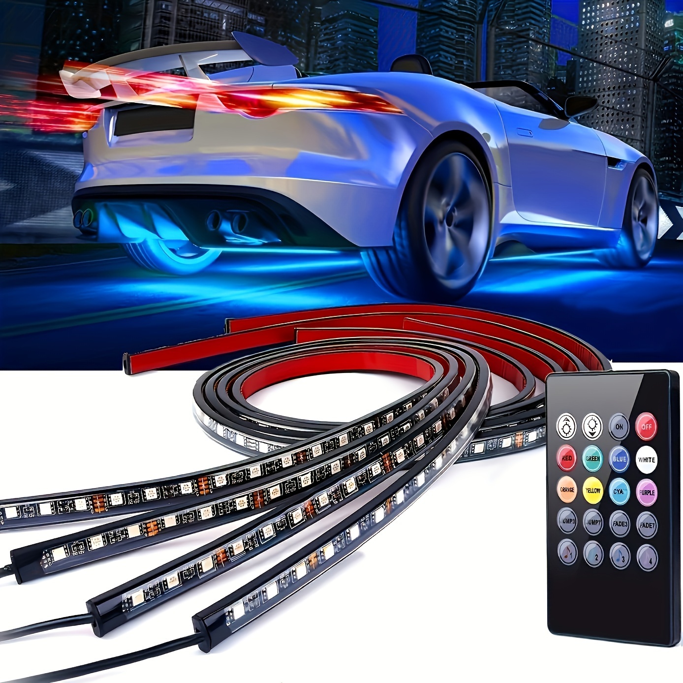 

4pcs The Automobile Chassis Lamp Refits The Rgb Color Sound Control Atmospheric Lamp Decoration Lamp