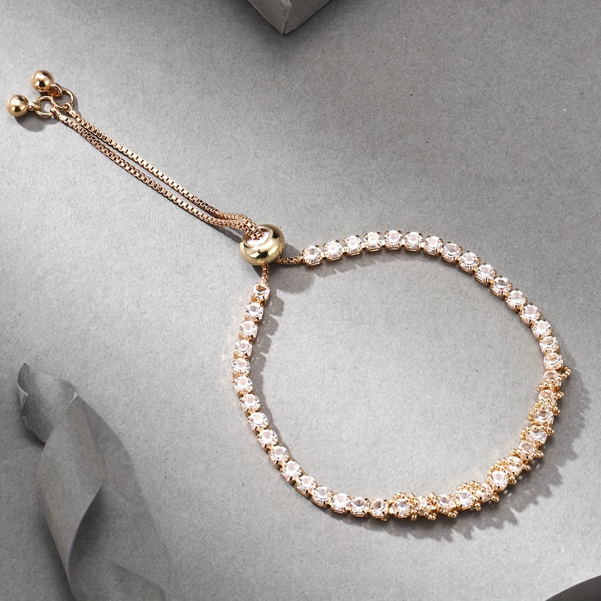 Sparkling Rhinestone Encrusted Bracelet for Women Adjustable Chain