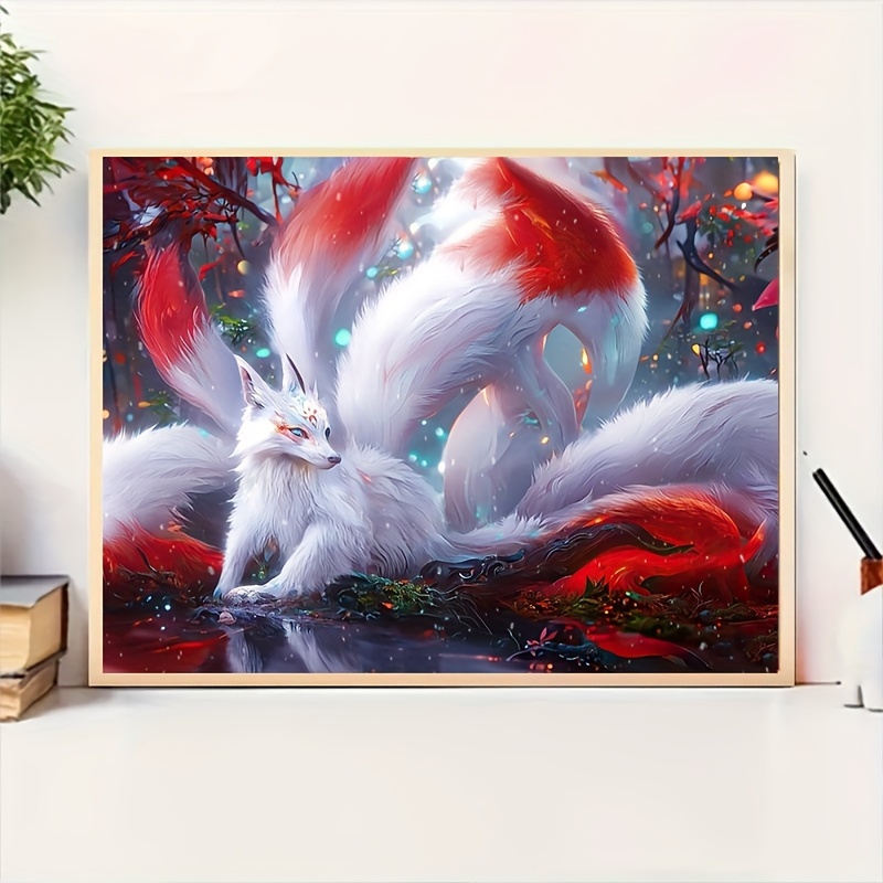 

Nine-tailed Fox Decorative Painting Oil Painting 1pc Adult Beginner Frameless Diy Digital Painting, Digital Easy Acrylic Watercolor Painting, Gift Decoration 16x20 Inches