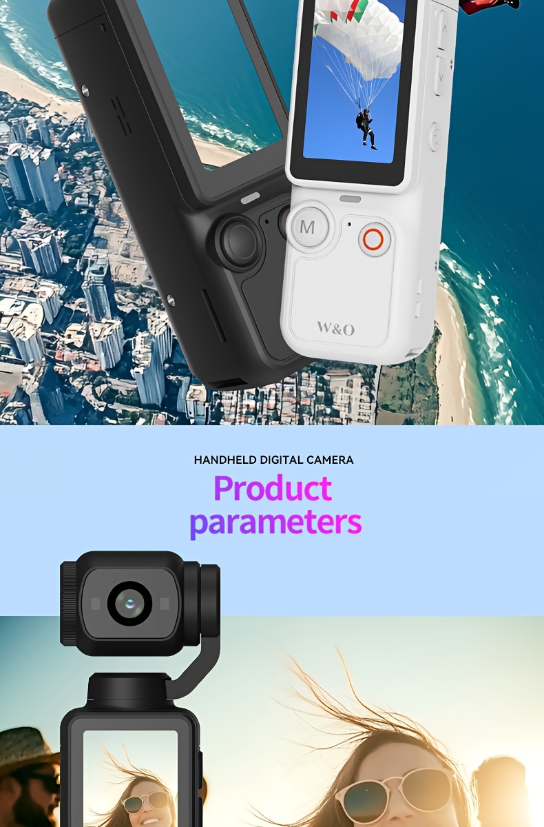 w&o 4k camera con da 1.9 e rotazione a ° - registrazione video 4k, scheda da 32gb, ricarica usb-c, stabilizzazione digitale, auto focus, compatibile per ciclismo, , vlogging - camcorder portatile per s, youtuber Dettagli dell'articolo 11