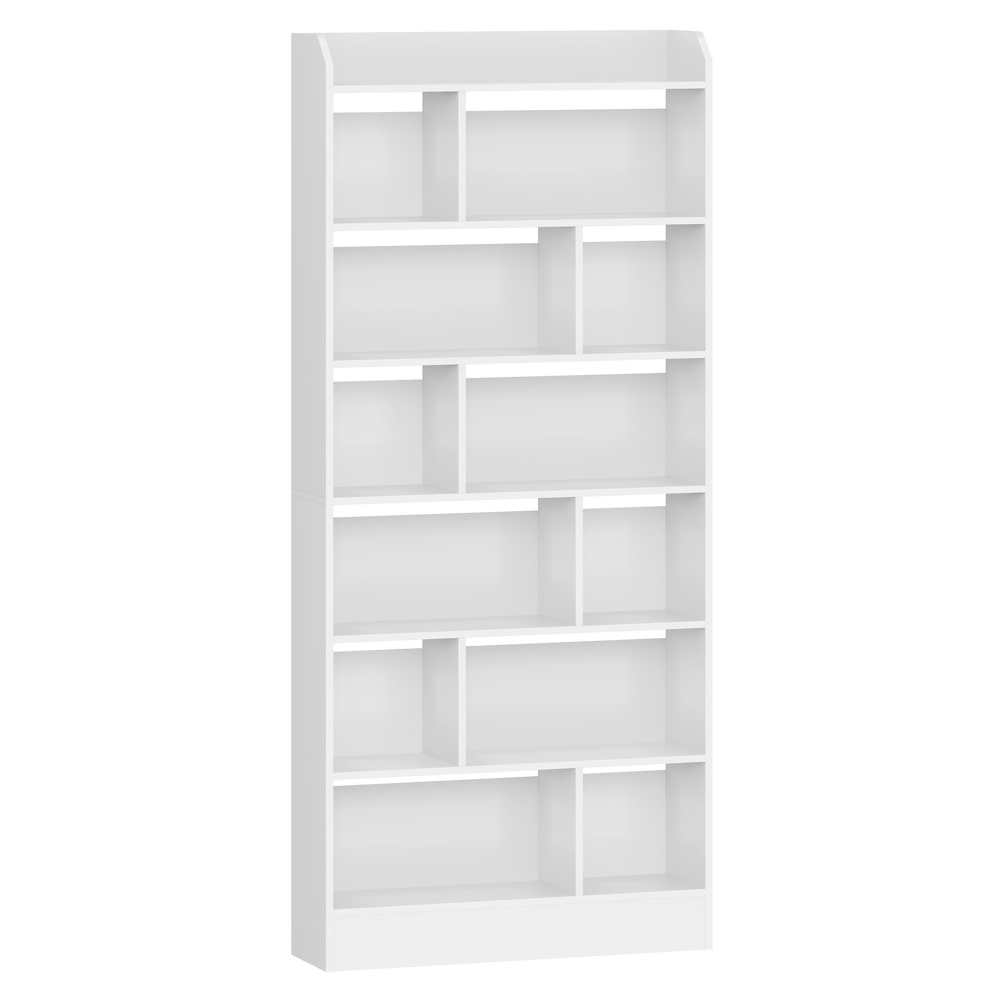 Bookshelf, 7-compartment Bookcase, Storage Shelf, Freestanding Unit, Suitable For Living Room, Office, Bedroom, 24 X 80 X 199cm, White