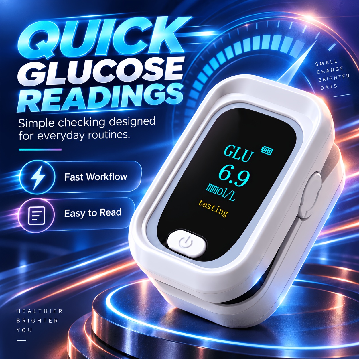 1pc Rechargeable Blood Glucose Monitor, OLED Display Home Health Monitoring Device