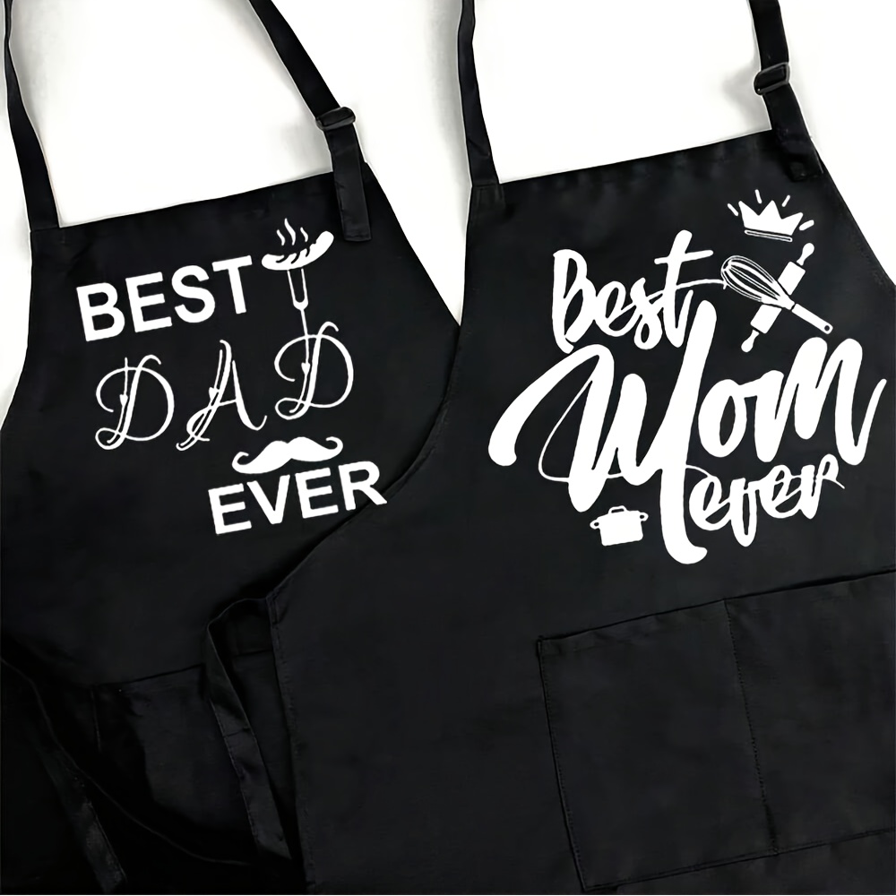 TEMU Best Dad Ever Ever Couple Black Cooking Baking Bbq Grill Apron Set Mommy Daddy Birthday Father's Day Mother's Day Christmas Thanksgiving Gift