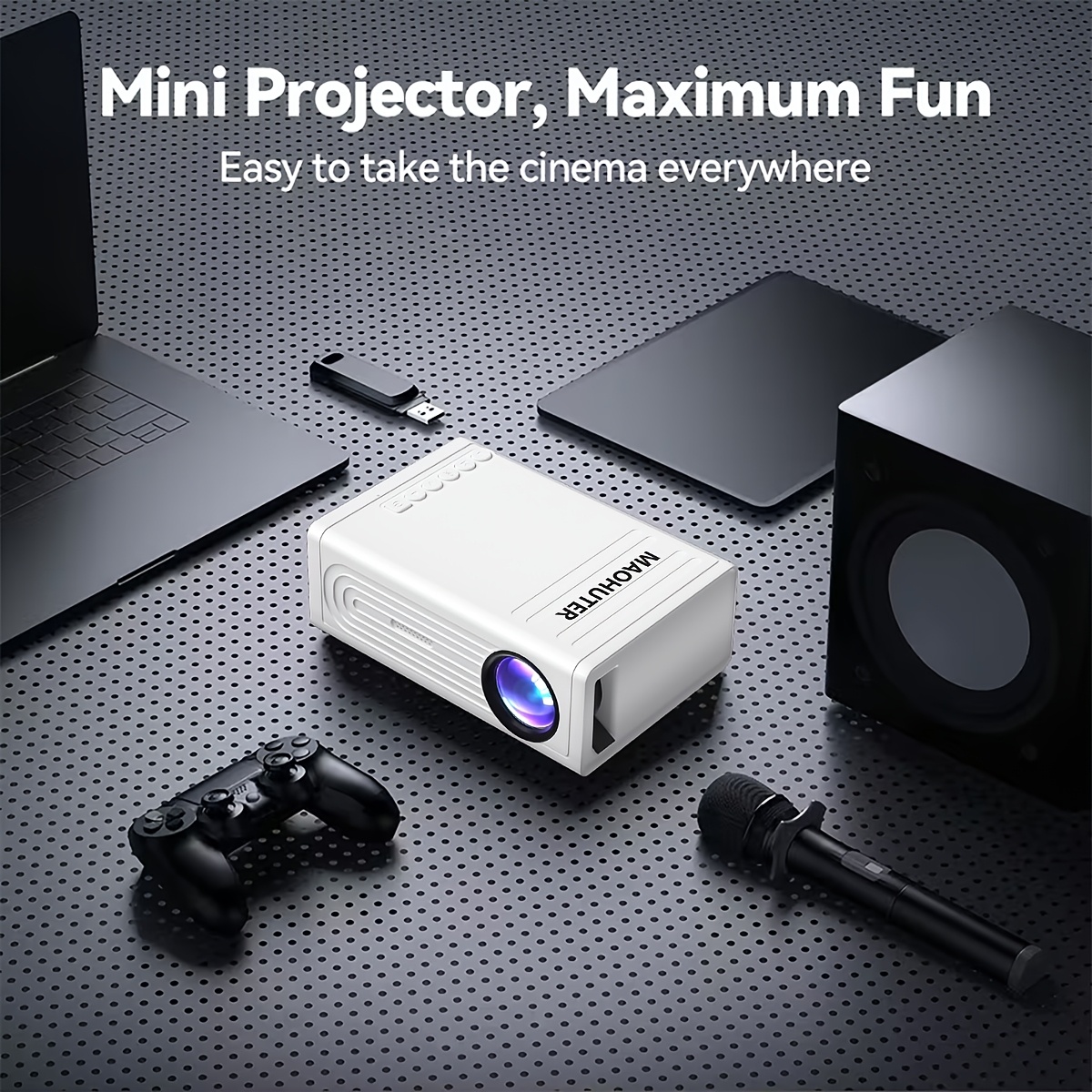 Smart Mini Portable Projector, High Resolution with Adjustable Angle