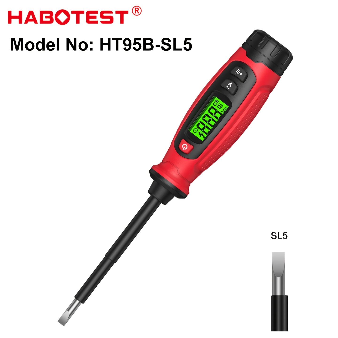 TEMU HABOTEST 1 pièce de tension 2-en-1 Tournevis de tension CA, Détecteur de tension par contact et contact avec écran LCD, Détecteur de fils phase/