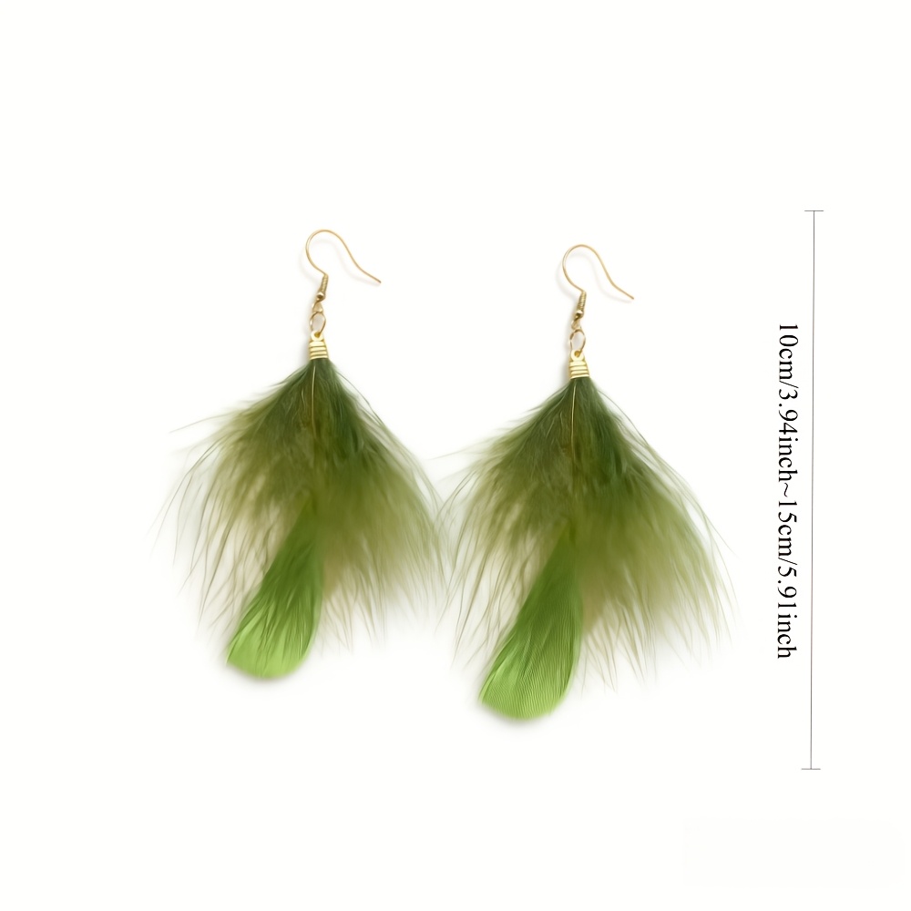 Women's Eye-Catching Long Earrings with Artificial Feathers