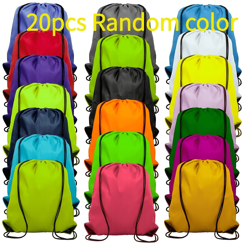 TEMU 20pcs Lightweight And Drawstring Bags - Large Capacity, Durable Nylon Sports Backpacks With Practical Pockets For Gym, Travel And Outdoor