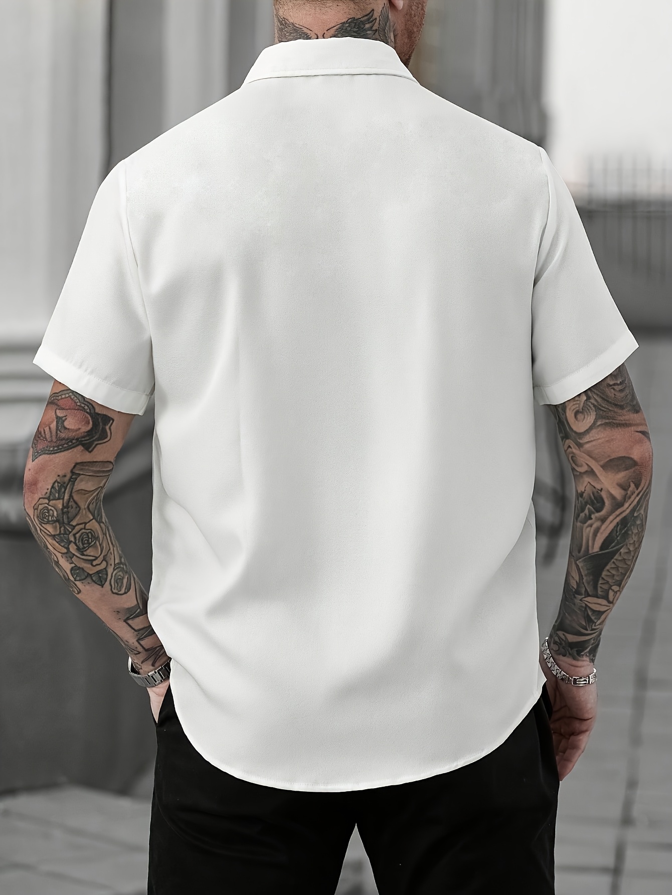 Camisa Casual de Estampa Étnica, Camisa de Manga Curta com Botões para Homens 2