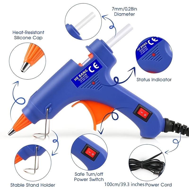1 Set Crafts Glue Gun 20W Mini Blue Glue Gun with 30pcs Glue Stick 0.27x3.93 Inches