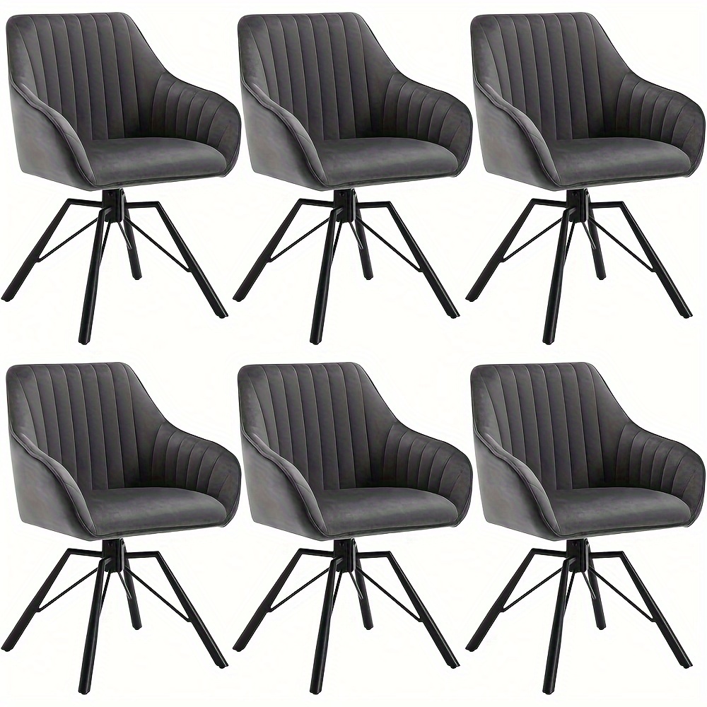 Image of 6pcs Swivel Dining Room Chairs Set Of 6 Velvet Chairs Dining Room Armchairs Living Room Swivel Chair Kitchen Chair Upholstered Chair With Armrests Lounge Chair Ergonomic Cream