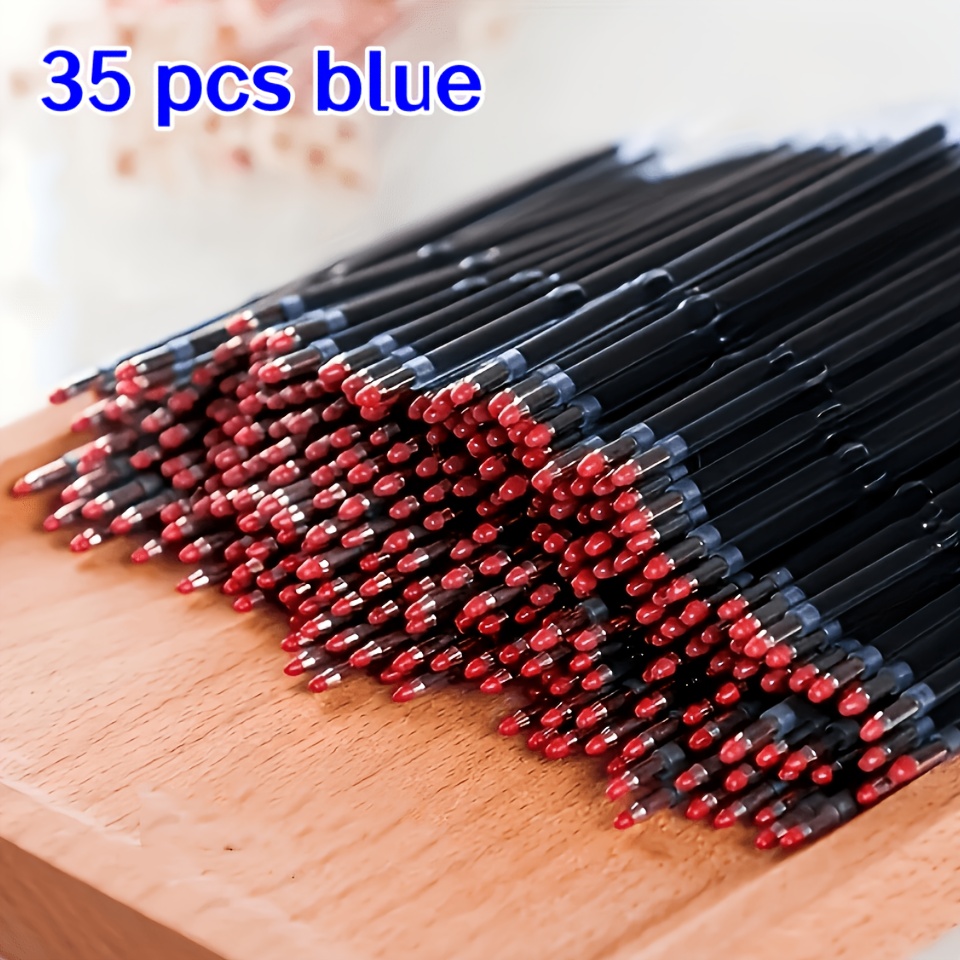 35pcs Smooth Writing Retractable Ballpoint Pen Refills, Suitable For Standard Pens - 0.7mm Writing Tips, Black And Blue Refills, Stationery Essentials