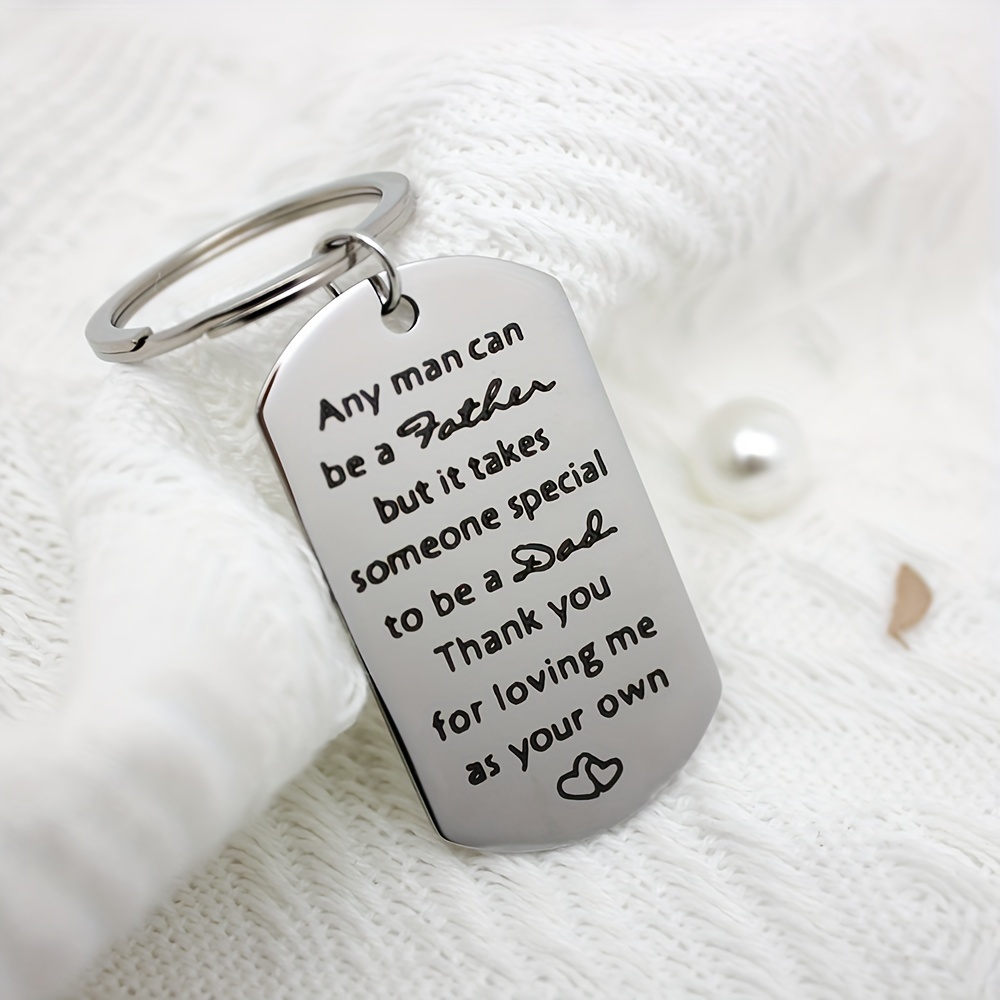 Best Dad Ever Keychain Gift From Son Or Daughter – Stainless Steel Military Dog Tag Keyring For Father's Day, Birthday