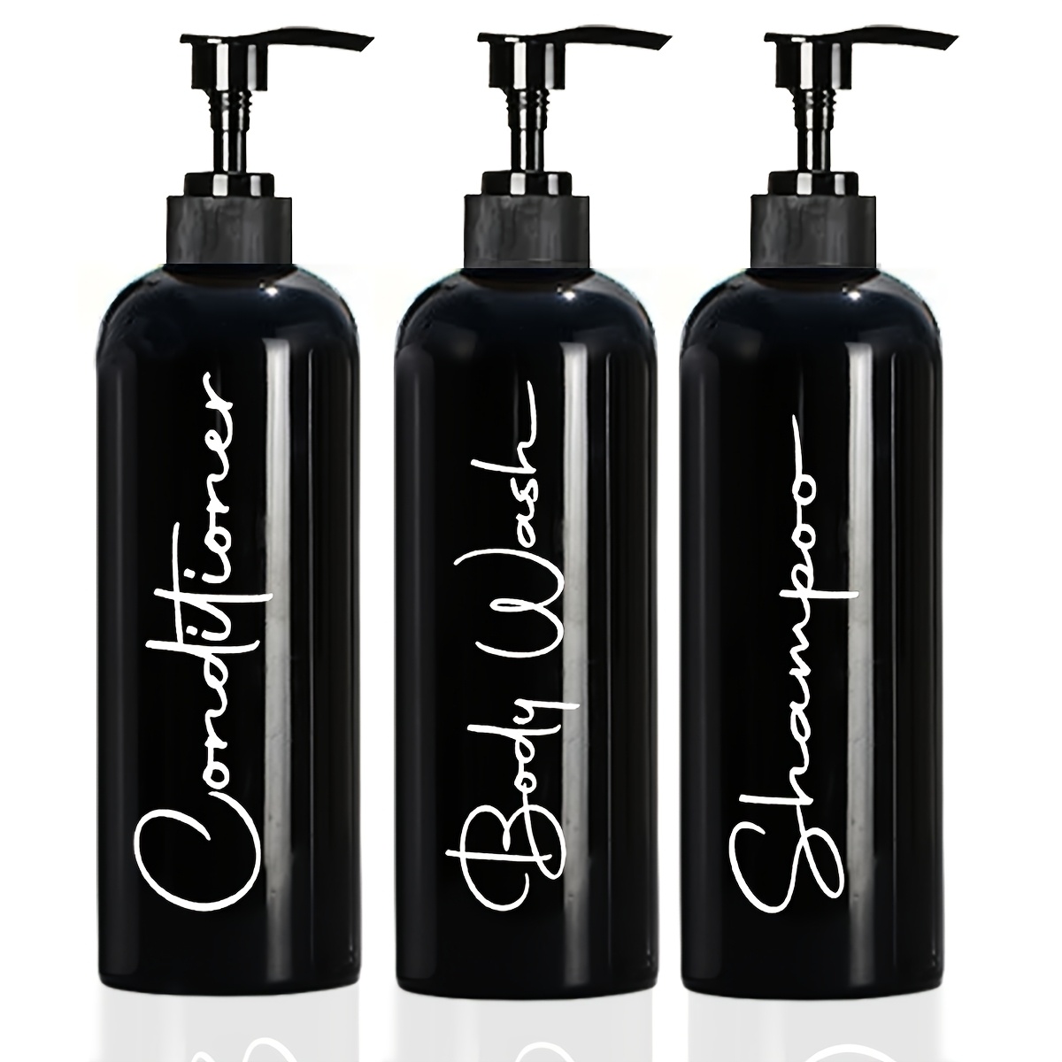 

3pcs Of 16.9oz Modern Pump Bottle, Refillable Shampoo And Conditioner Dispenser Empty Shower Plastic Bottles With Pump For Bathroom Lotion Body Wash