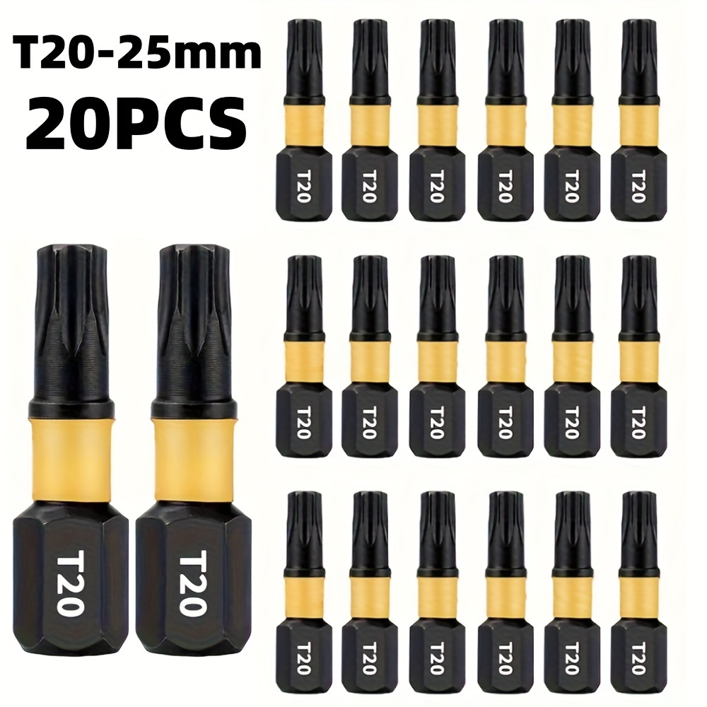 5/10/20pcs 1" Torx T20 Impact Screwdriver Bits, Insert Drill Bits, Durable Screwdriver Bits, Suitable For Plastic, Wood, And Metal Projects! - Ideal For Home, Office, Use