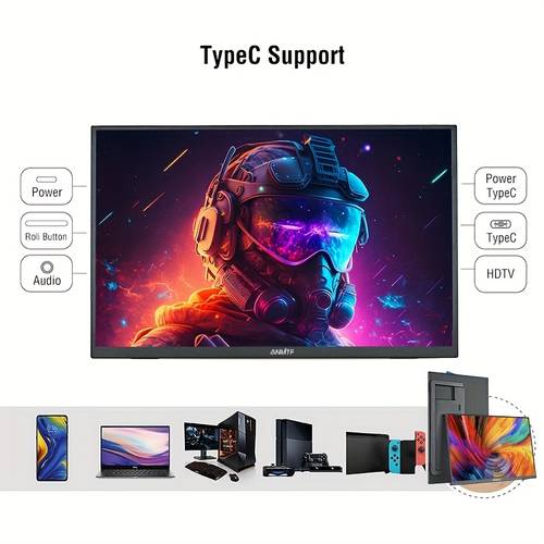 18,5 zoll tragbarer monitor 100hz 1080p hdr 16:9 srgb 100 % blaues licht für / ps5/ 4/ switch/ mobiltelefon/ computer/ laptop-erweiterung