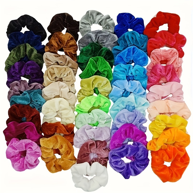 

7-piece Velvet Scrunchie Set - Soft, Stretchy Hair Ties For Women & Girls, Vintage/simple Style, Solid Colors