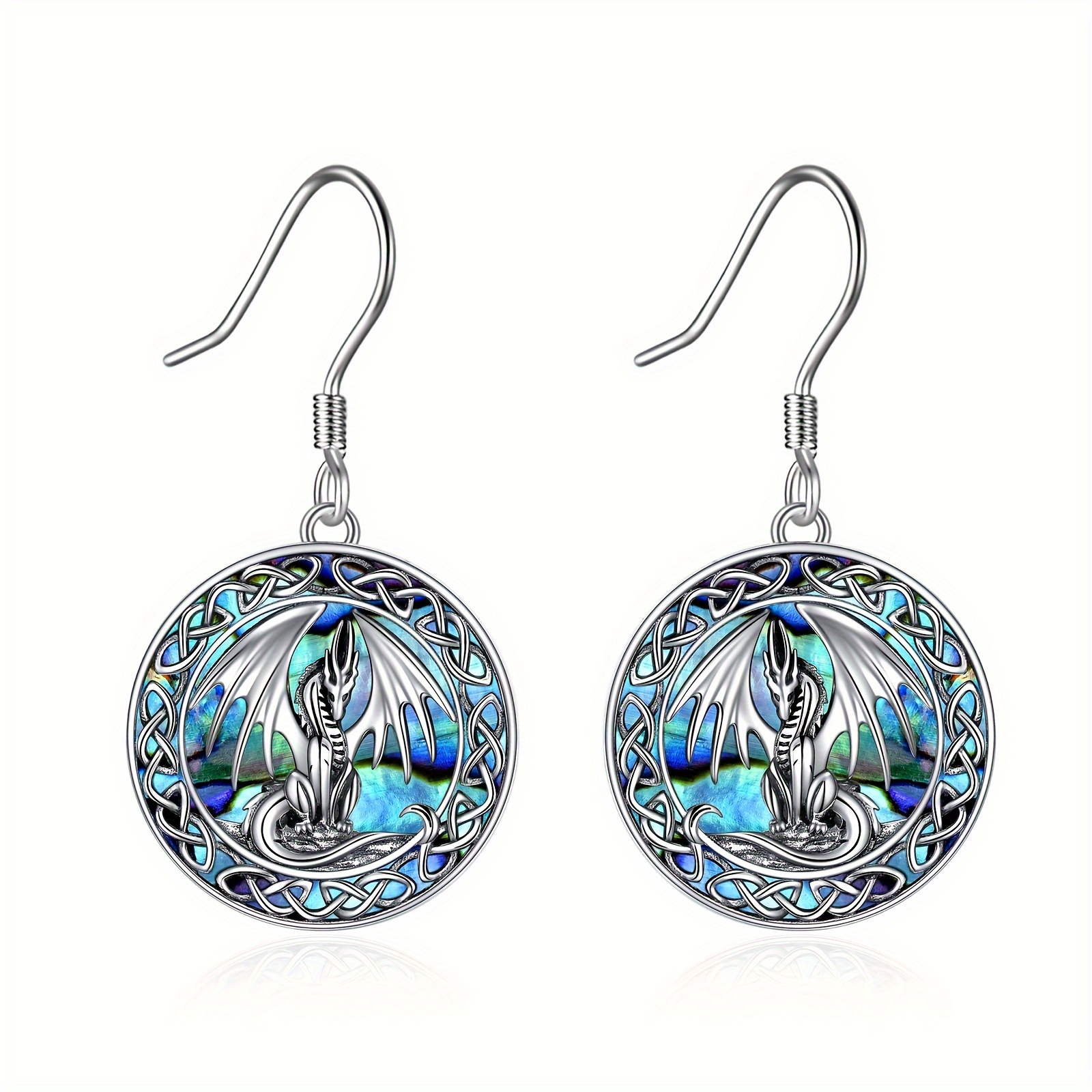 a pair of womens fashion drop earrings dragon earrings abalone shell jewelry 5  sterling silver daily wear gift Product details 0