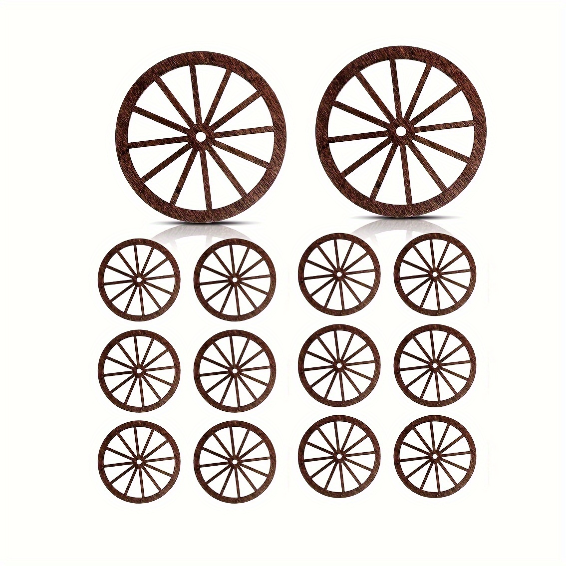 

12-piece Mini Wagon Wheels For Western Theme Parties - 1.97" Rustic Wooden Decorations, Perfect For Birthday Centerpieces & Wedding Favors
