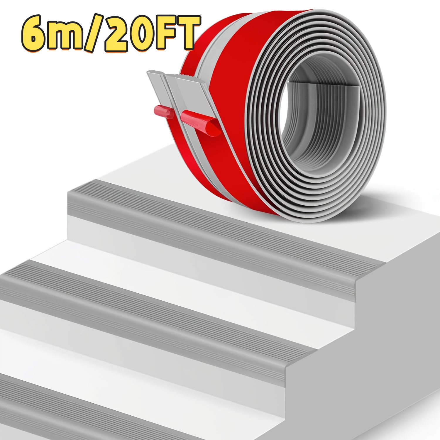 1 roll 20 feet self   stair treads pvc anti slip step edge protectors for indoor and outdoor steps non slip and waterproof 0