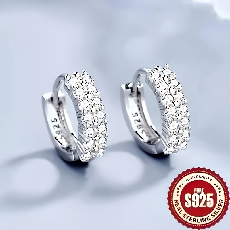 1 Pereche de Cercei S925 Argint Sterling, Stil Fashion Clasic, Exquisiți, Lustruiți, Dublu Strat, Cubic, Zirconiu Sintetic, Geometrici, Design Creativ High-End, Stil Unic, Formă de Inimă, Minimaliști, Lux, Cuplu, Mini, Drăguți, Zilnic, Petrecere