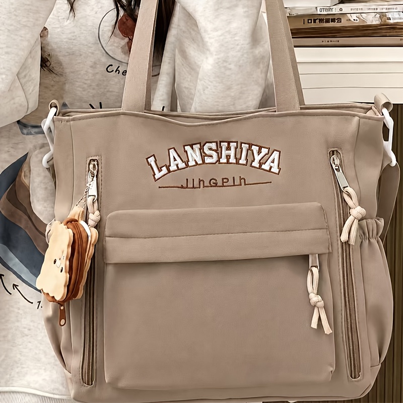 TEMU Japanese Ins Cute Soft Bag Women' School Bag Shoulder Bag Tutoring Bag Casual All-match Crossbody Bag