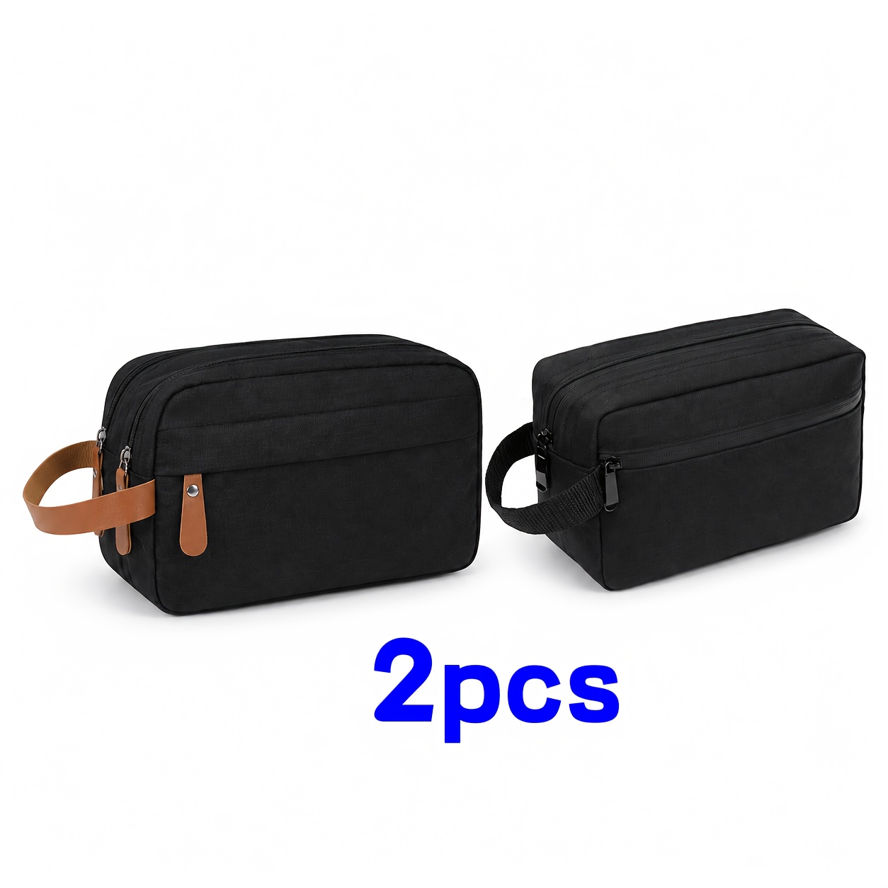 TEMU 2pcs Men's Toiletry Bag Set, Travel Shaving Kit Bag, Large Capacity Cosmetic Organizer Pouch, Portable Bathroom Storage Bag With Handle, Double