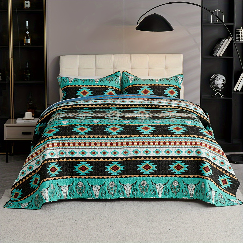 Erosebridal Southwestern Bedding Set Full Bohemian Geometric Quilt,E